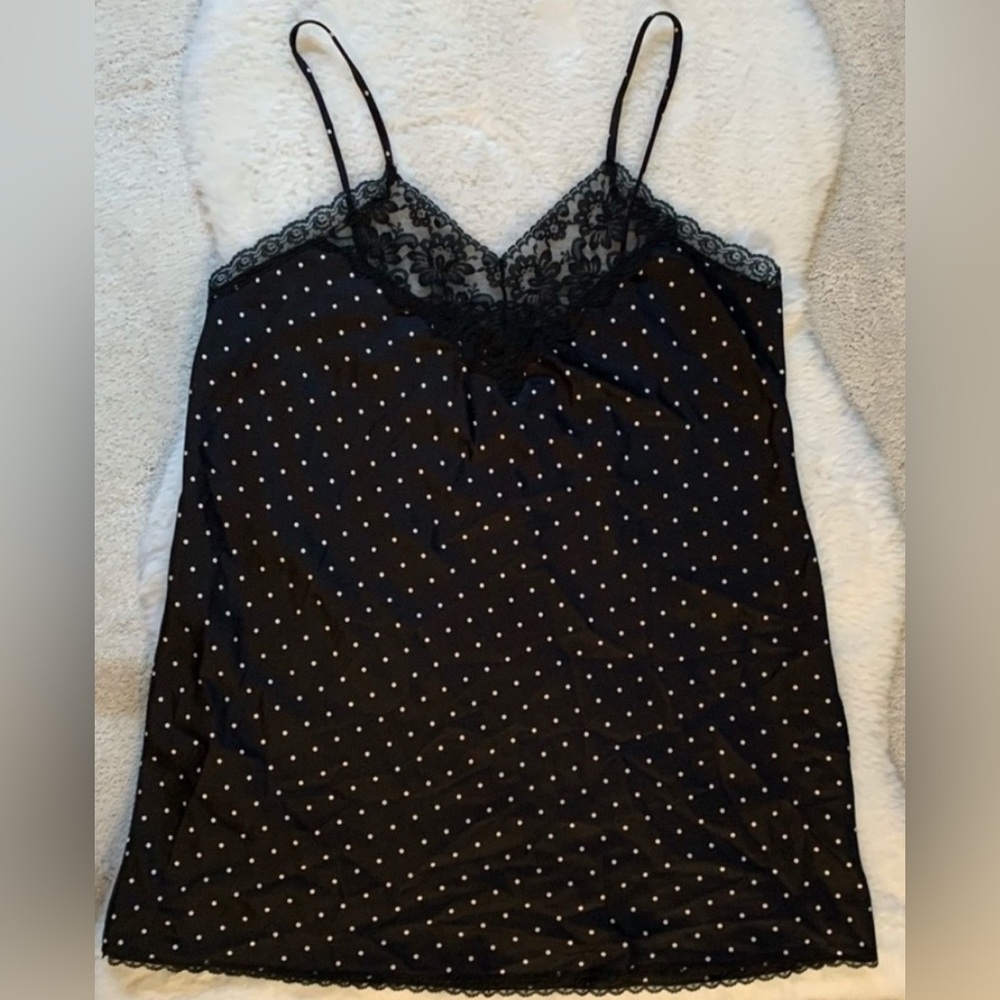 Vintage Kasara Black & White Polka Dot Mini Slip Dress Size 38